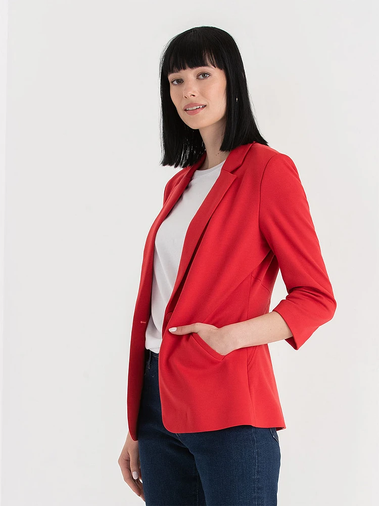 Hampton 3/4 Ruched Sleeve Ponte Blazer