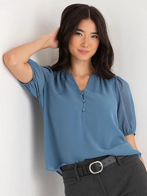 Stacey Short Sleeve Blouse with Buttons