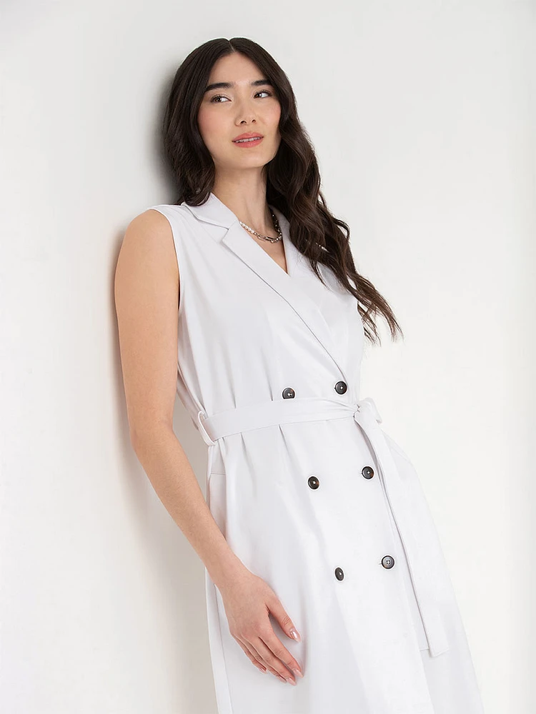 Sleeveless Blazer Dress Ponte Twill