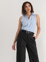 Talia Sleeveless Fitted Collar Shirt