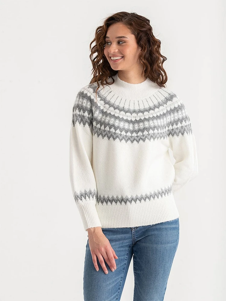 Mock Neck Balloon Sleeve Sweater