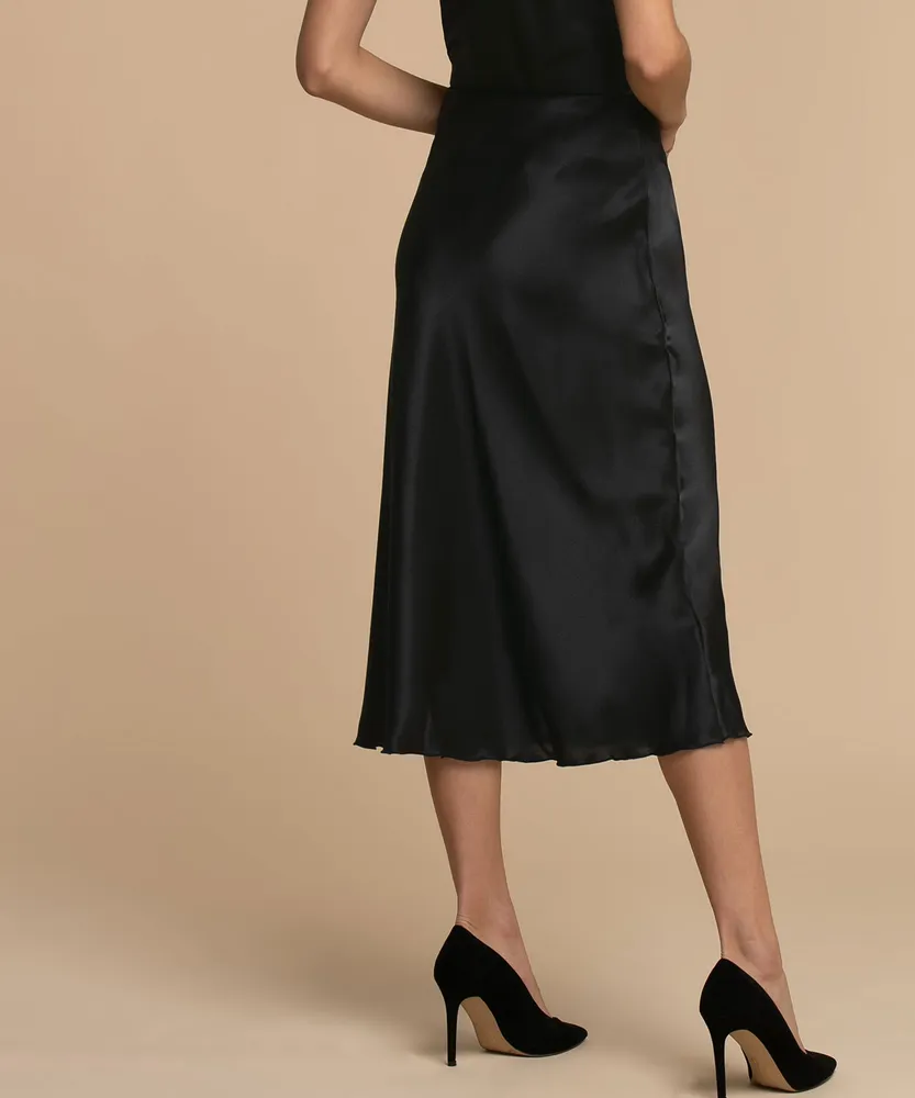 Tash & Sophie Midi Satin Elastic Waist Skirt