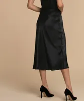 Tash & Sophie Midi Satin Elastic Waist Skirt