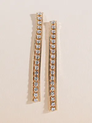 Gold Snake-Chain Earrings with Crystals