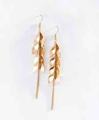 Gold Leaves Drop Earring