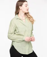 Collared Tie-Front Blouse