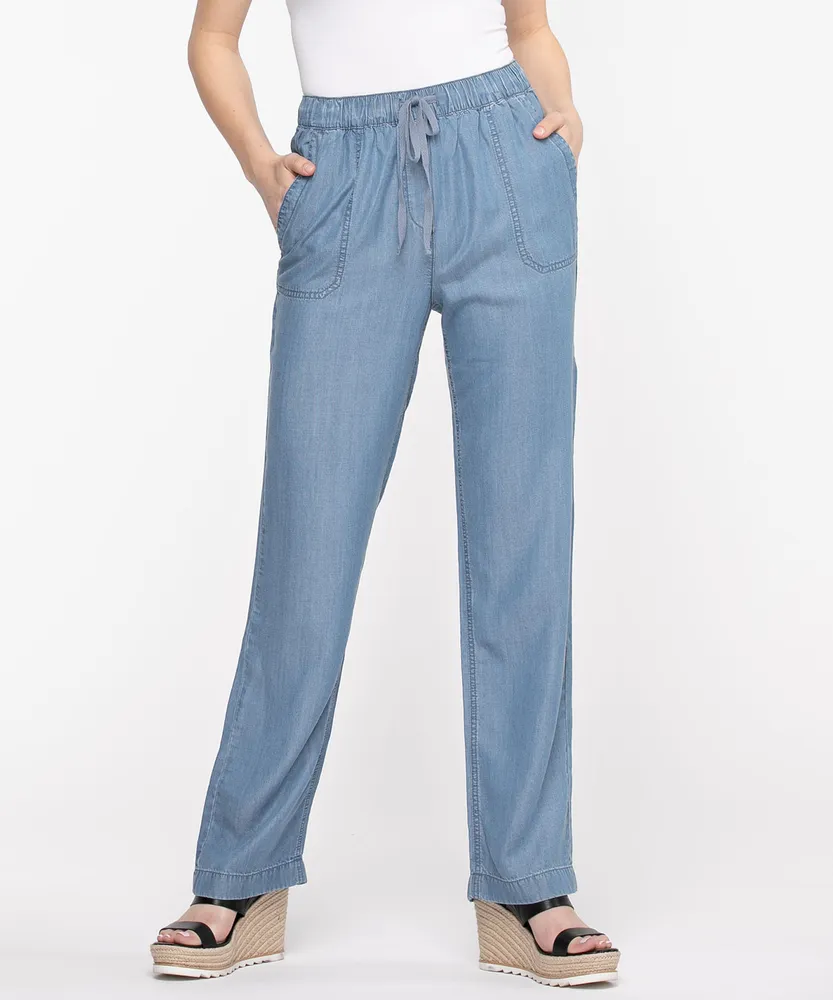 Tencel Drawstring Straight Leg Pant