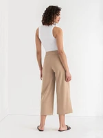 Wide Crop Pull-On Pant Ponte Twill