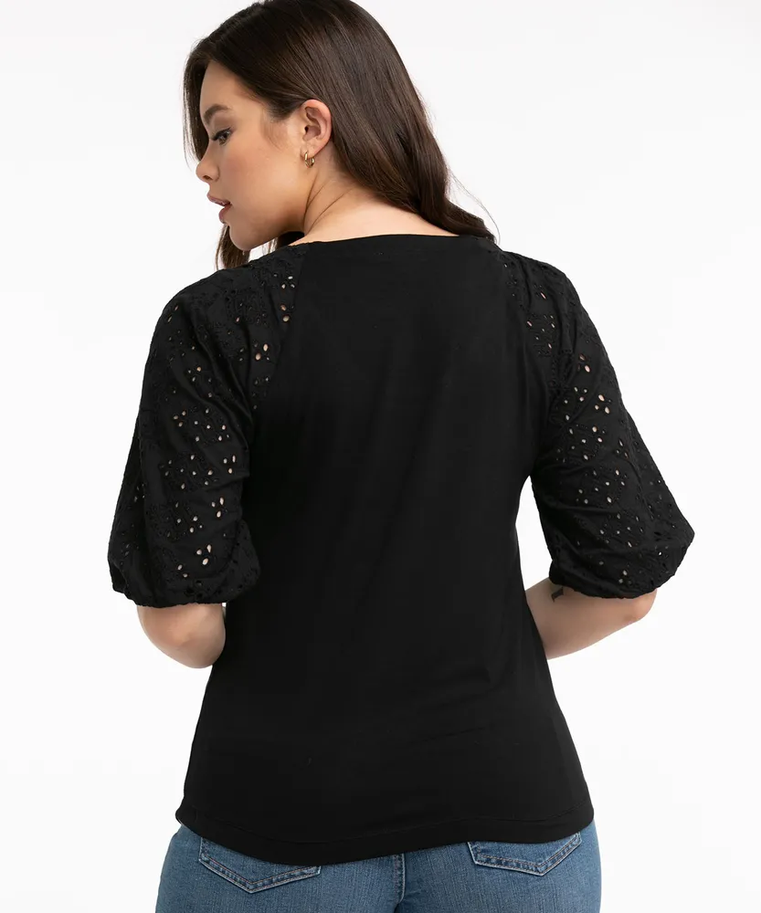 Eco-Friendly Eyelet Sleeve Top