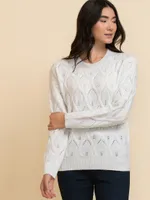 Pointelle Shimmer Pullover Sweater