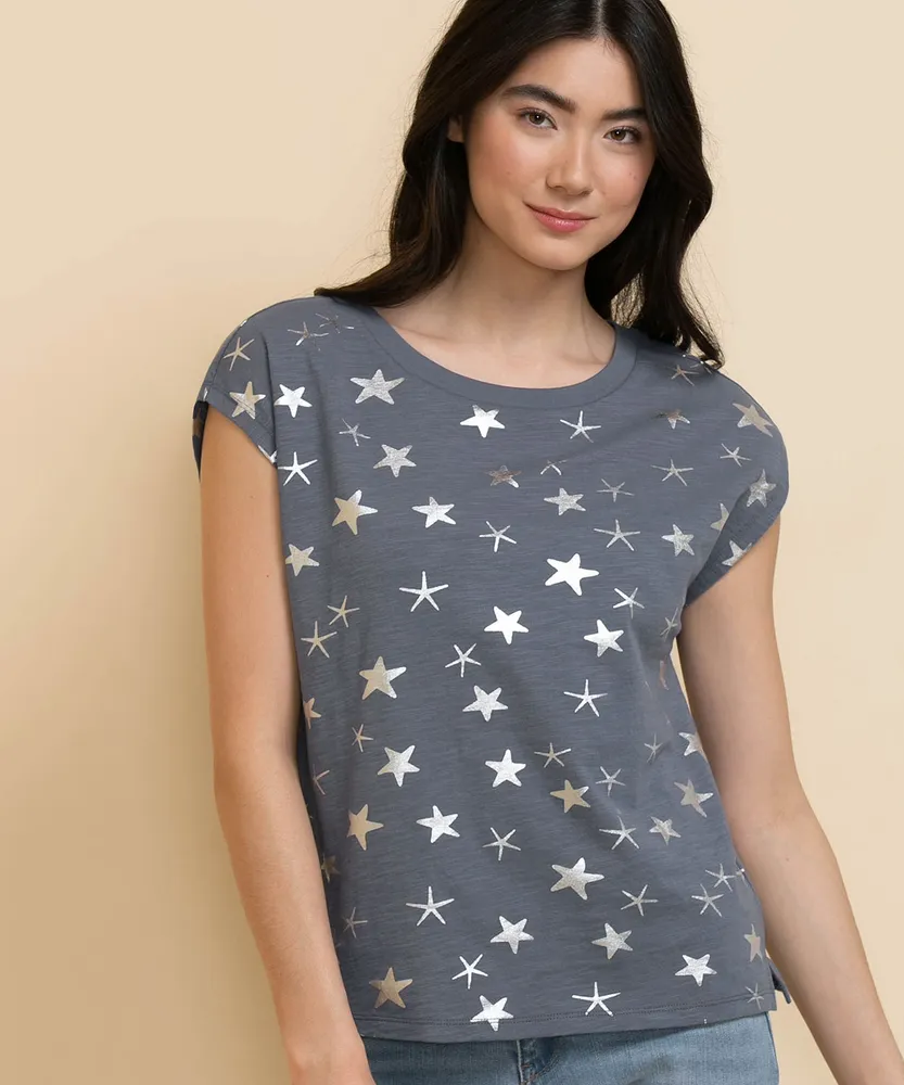 Extend Sleeve Rib-Trim T-Shirt