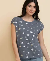 Extend Sleeve Rib-Trim T-Shirt