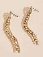 Gold Snake-Chain Earrings with Crystals
