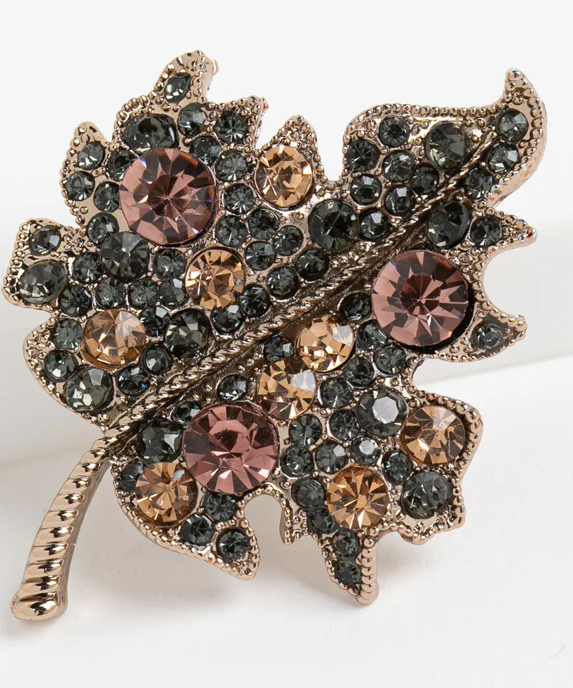 Cyrstal Leaf Brooch