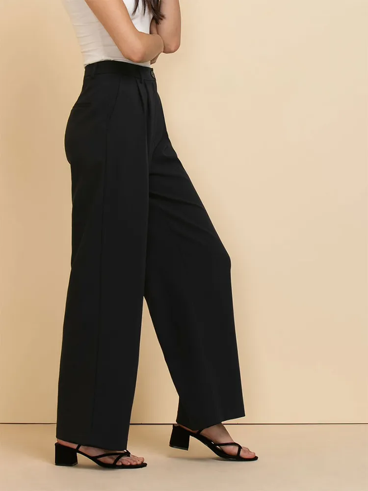 RICKI'S Maxwell Wide Leg Pleated Pant Luxe Tailored