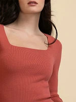 Square Neck Ribbed Sweater