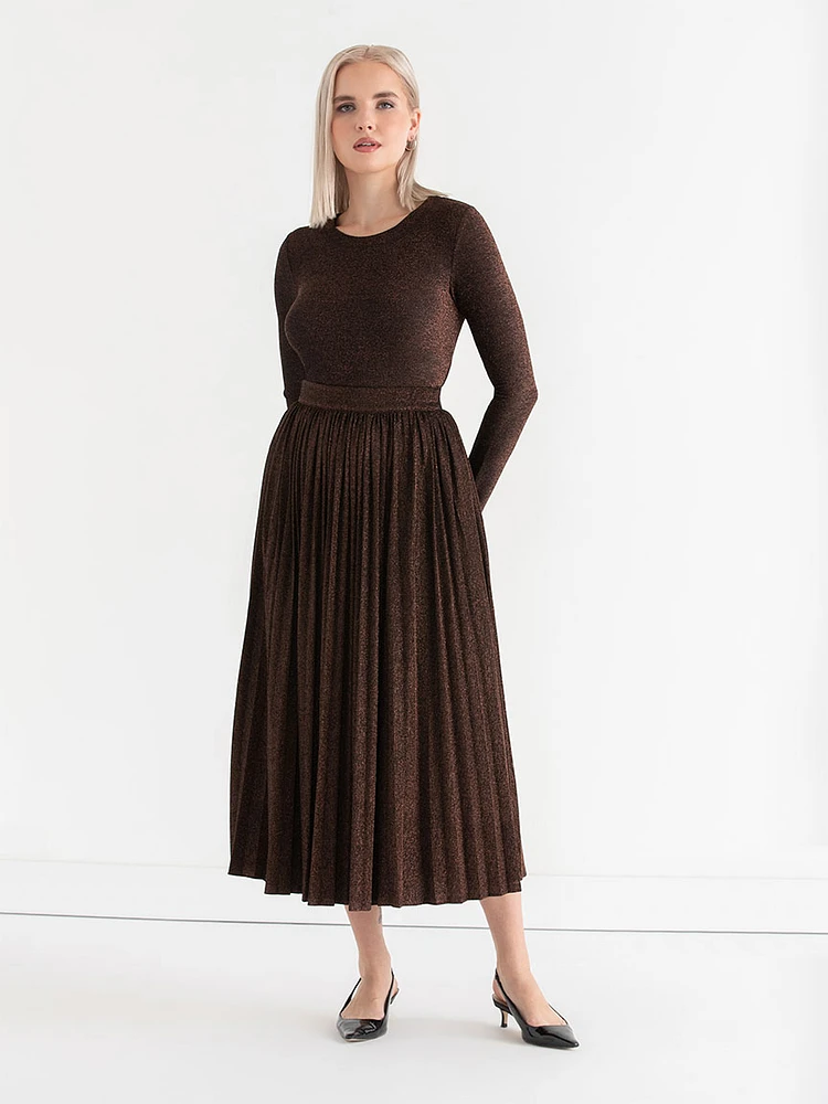 Jersey Metallic Pleated Skirt