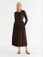 Jersey Metallic Pleated Skirt