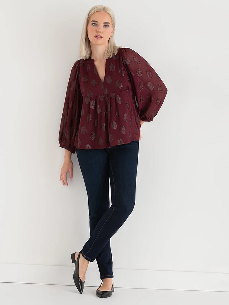 Peasant Blouse with Puff Sleeves