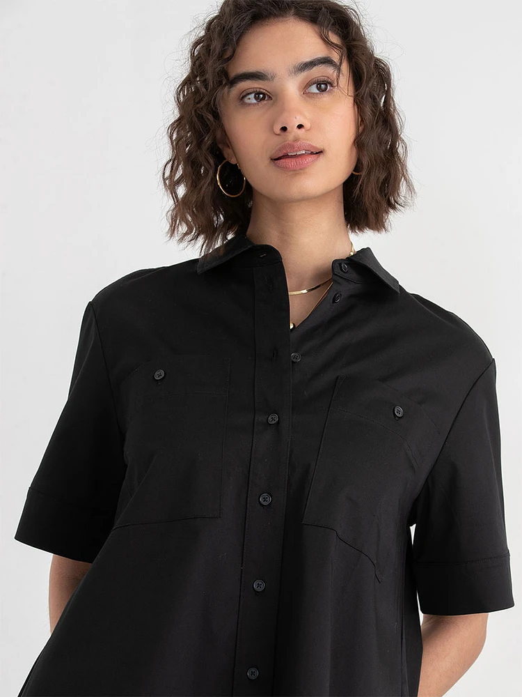 Luxe Poplin Shirt Dress