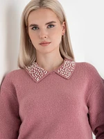 Pearl Collar Pullover Sweater