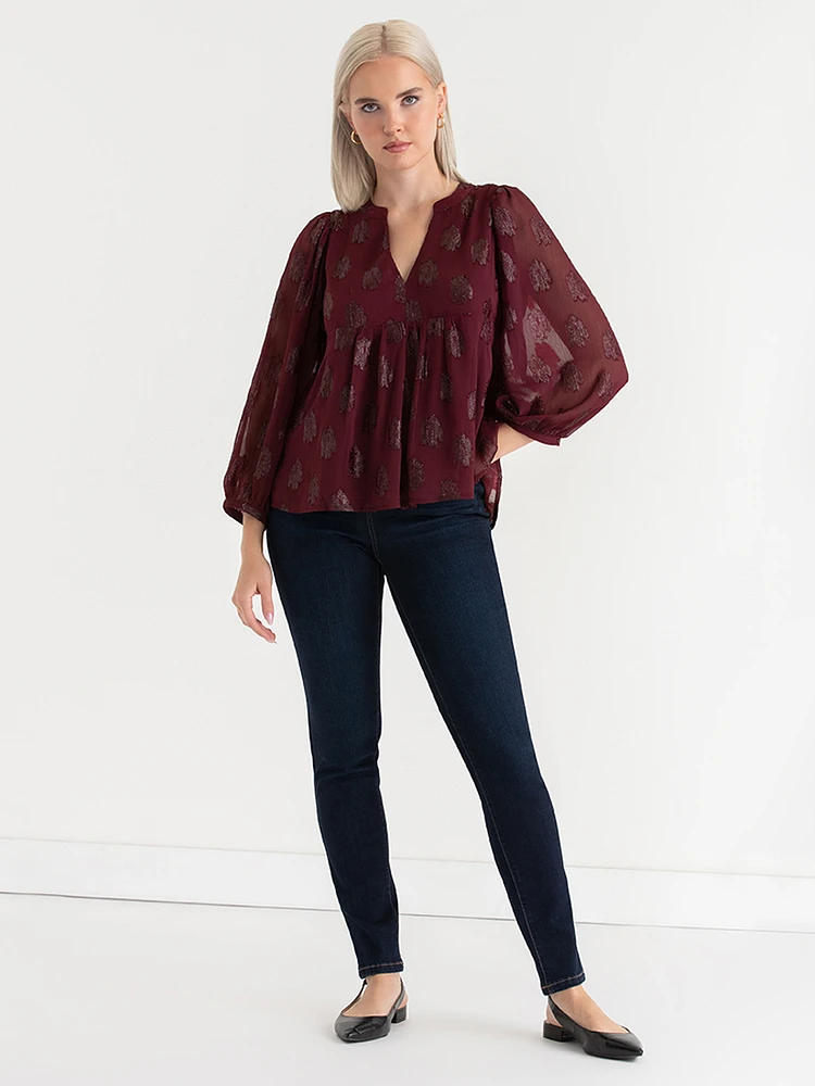 Peasant Blouse with Puff Sleeves