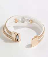 White Rhinestone Snap Bracelet