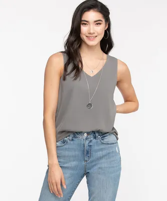 Double Layer Sleeveless V-Neck Blouse