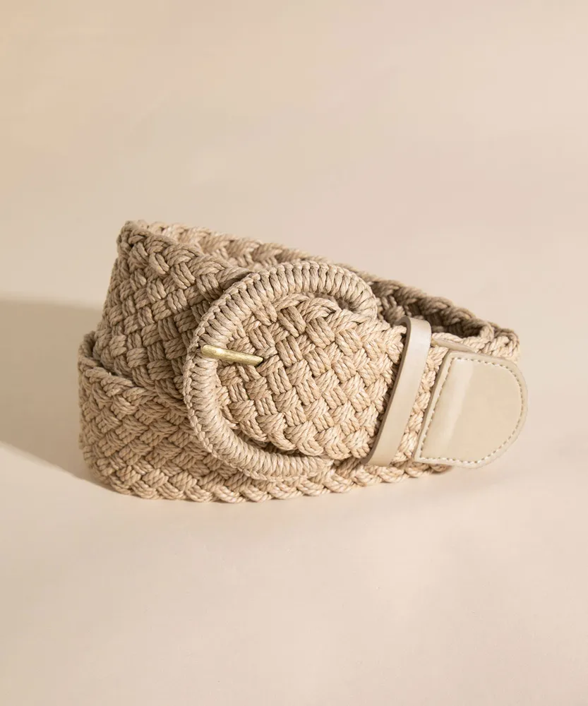 Natural Braided Circle Buckle Belt