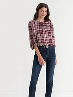 Long Sleeve Plaid Blouse