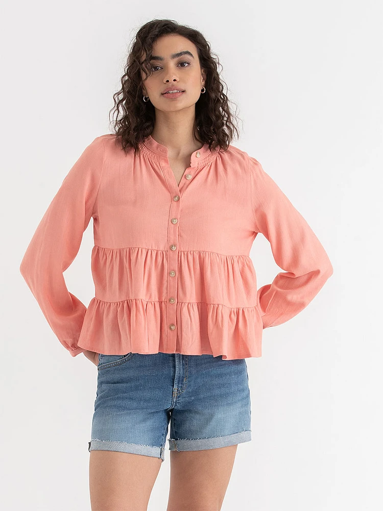 Tiered Linen Blouse