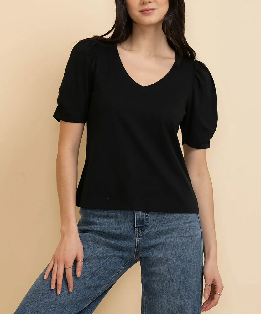 Puffed Sleeve V-Neck Tee