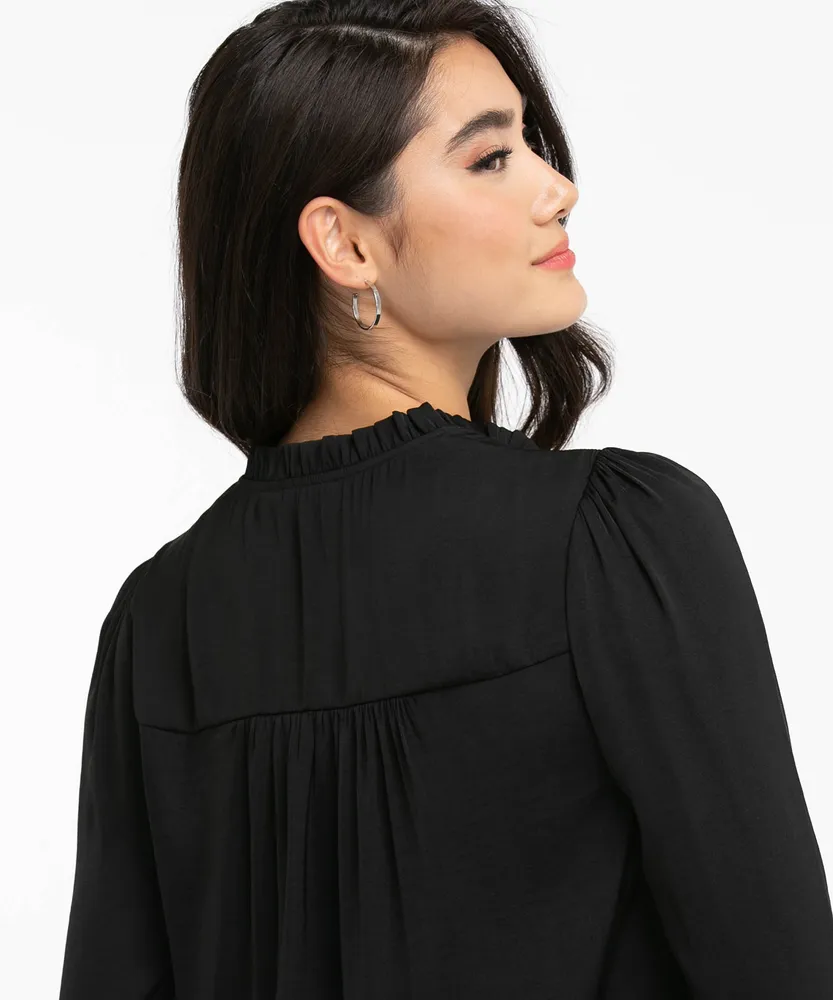 Long Sleeve Tie Neck Blouse