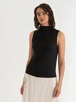 Sleeveless Cowl Mock Neck Top