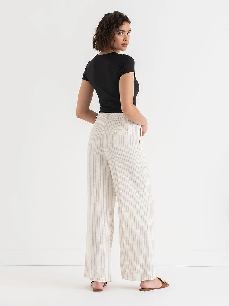 Wide Leg Linen Blend Pant