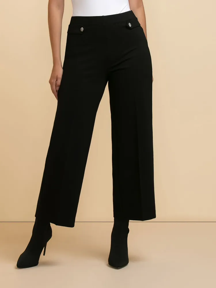 High-Waisted Pull-On Pixie Wide-Leg Pants