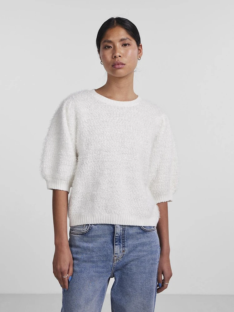 Short Sleeve Boucle Pullover