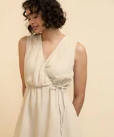 Cap Sleeve Cross-Over Dress with Side-Tie