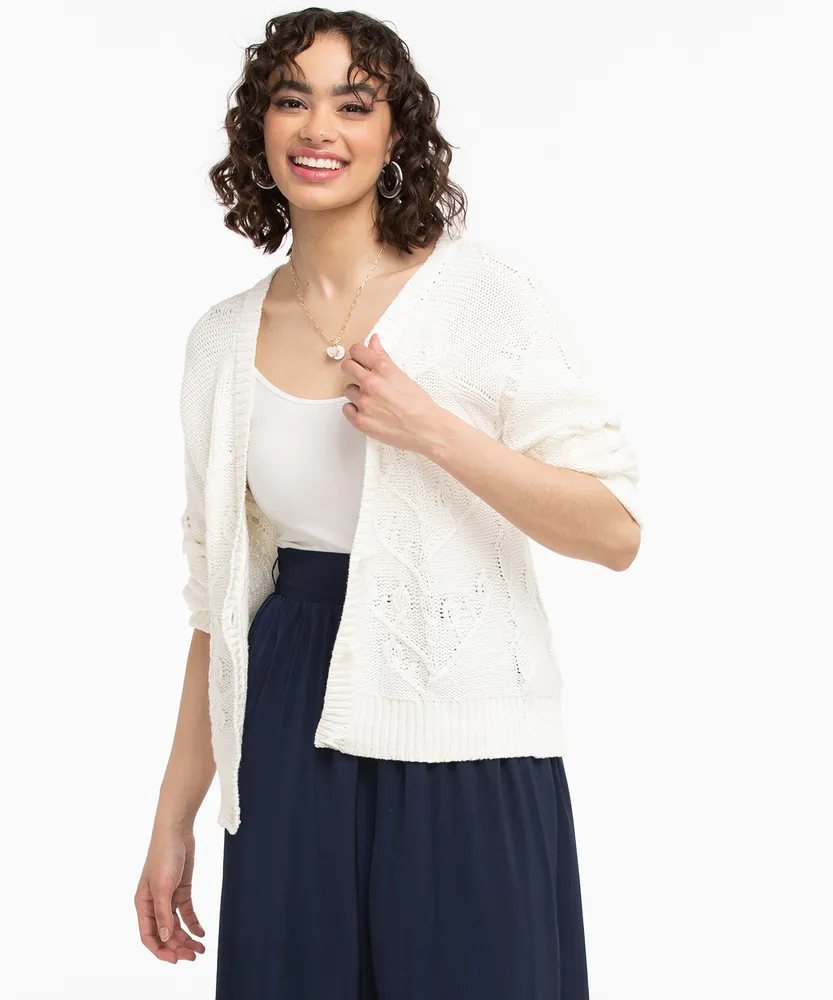 Button Up Cable Knit Cardigan