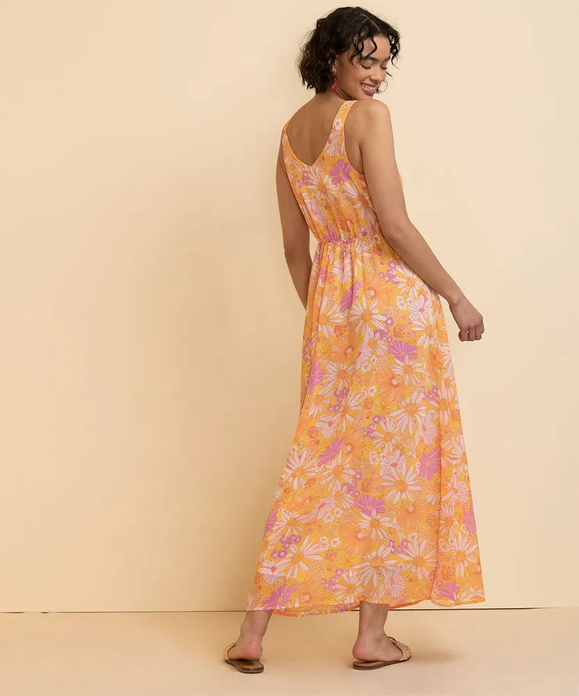 Sleeveless Elastic Waist Maxi Dress