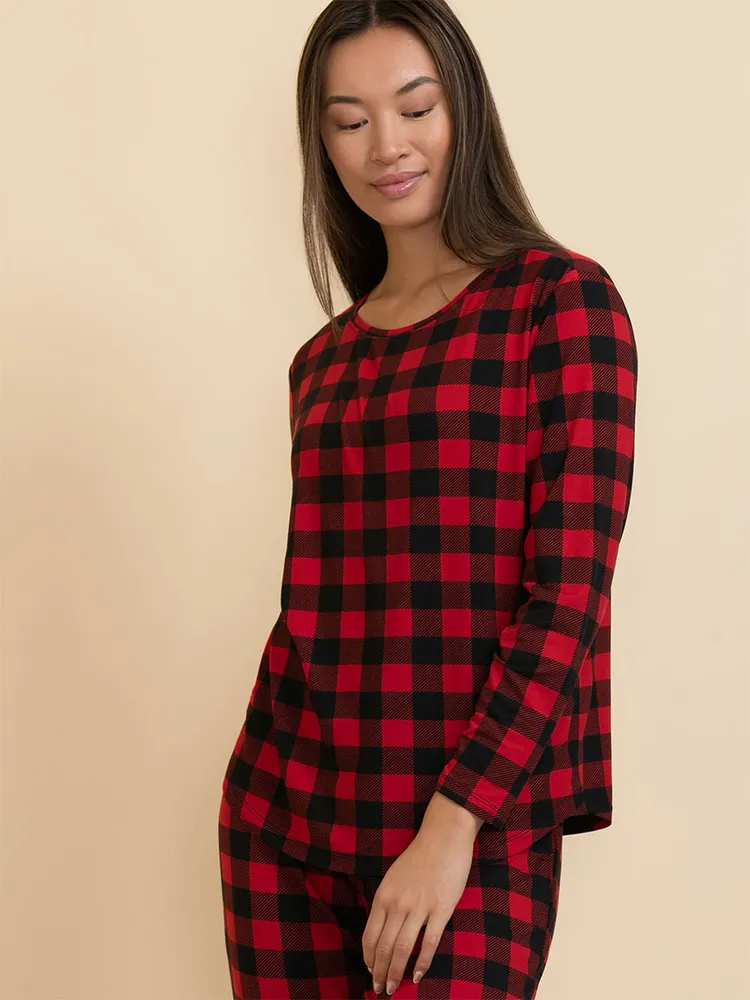 Long Sleeve Checked Pajama Set