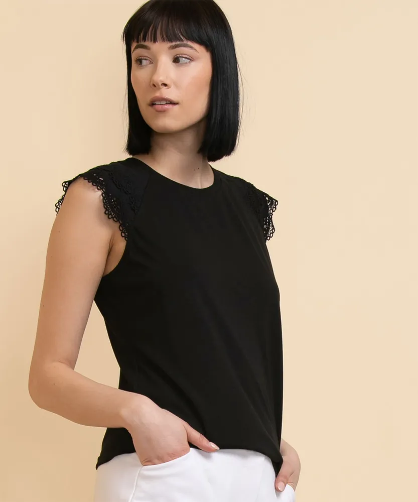 Raglan Top with Eyelet Shoulder Detail