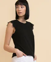 Raglan Top with Eyelet Shoulder Detail