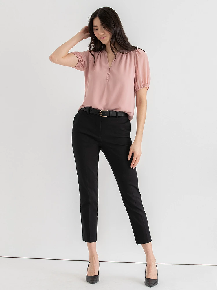 Stacey Short Sleeve Blouse with Buttons