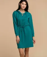Hooded Lace-Up Lounge Dress