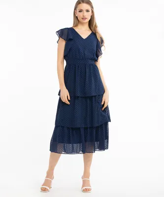 Tiered Flutter Sleeve Dress