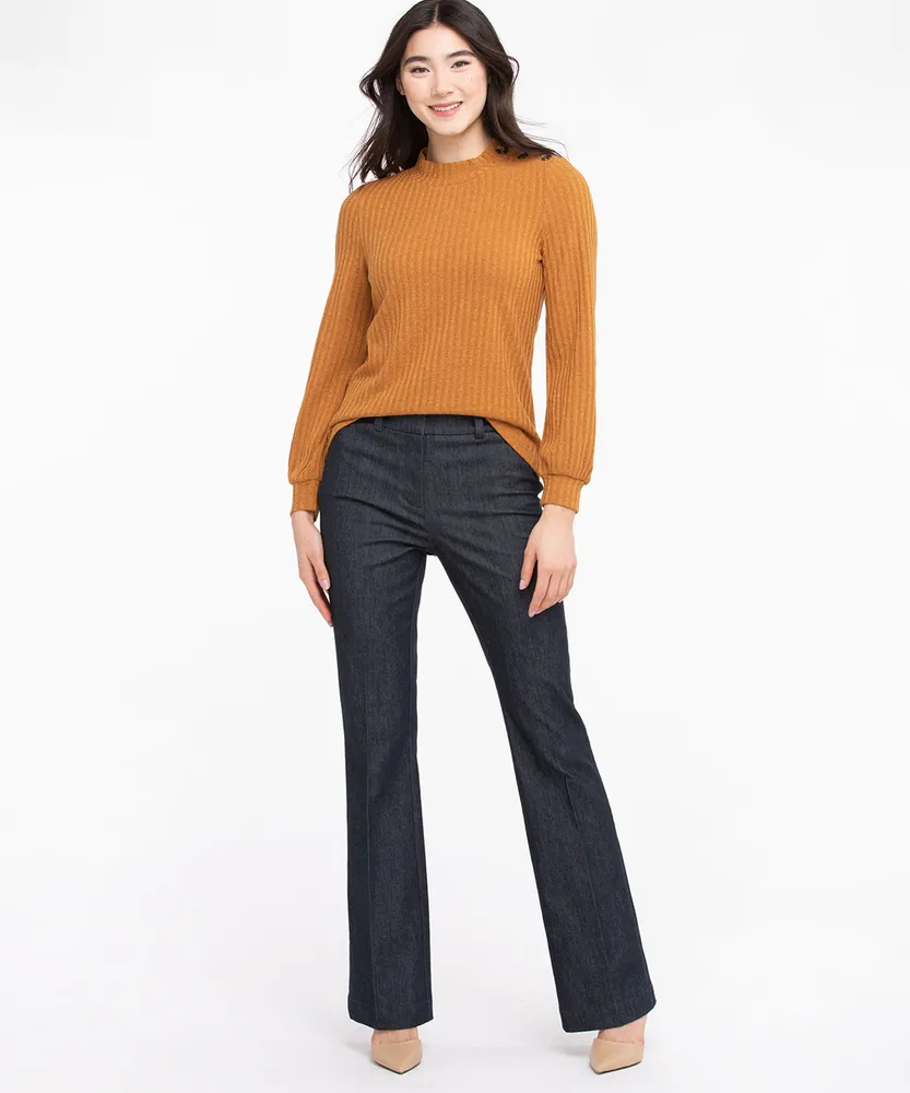 Ribbed Long Sleeve Mock Neck Top