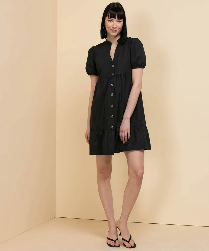 Tash + Sophie Button Front Poplin Dress