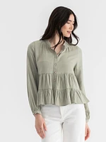 Tiered Linen Blouse