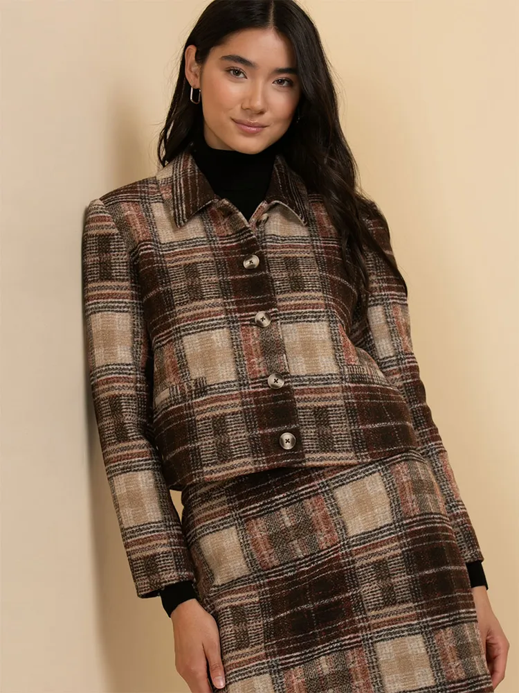 Plaid Cropped Jacket